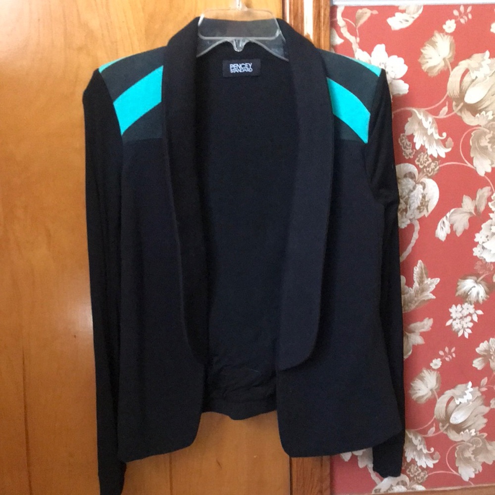 Pencey Standard Black and Turquoise Striped Blazer. Warrior Jacket. EUC! XS.
